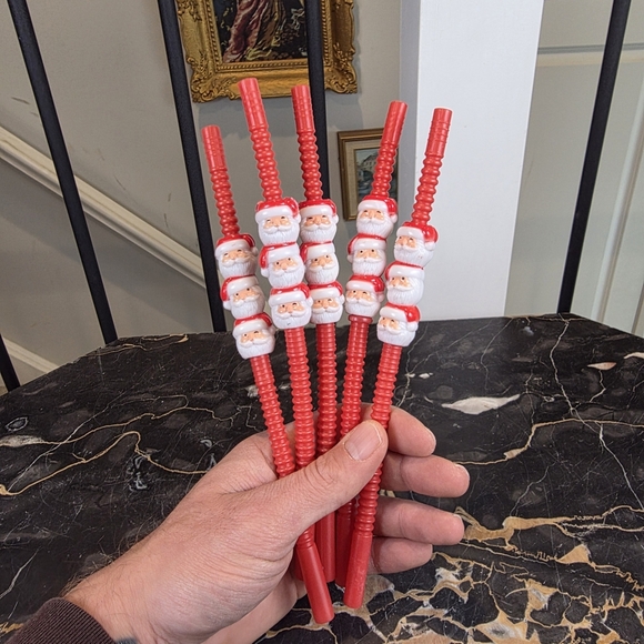 Set of 5 Vintage Santa Claus Reusable Christmas Party Straws Holiday Drinkware 9 - Picture 4 of 4